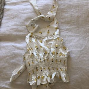 Lemon Print Halter Top